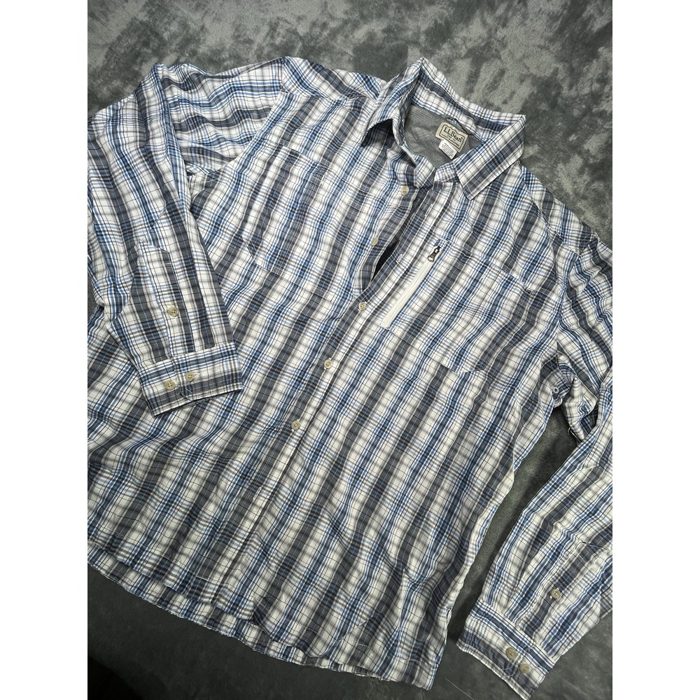LL‎ Bean Plaid Fishing Shirt Mens L Gorpcore Outdoors Fishing Tactical Utility